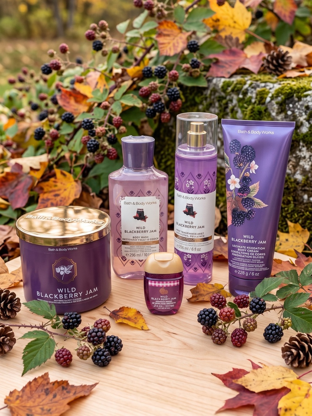 Bath & Body Works Wild Blackberry Jam 5 Piece Set.